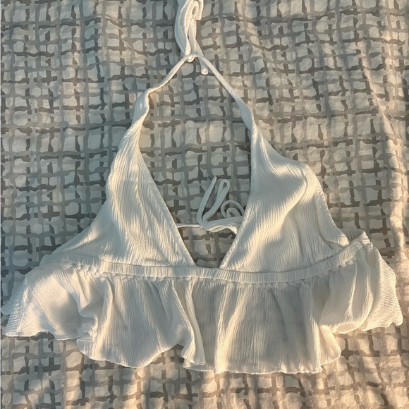 Garage White Halter Ruffle Tank Top - Picture 1 of 4